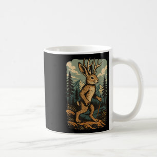 Vintage Cryptid Jackalope Hiking With Mountain For Coffee Mug