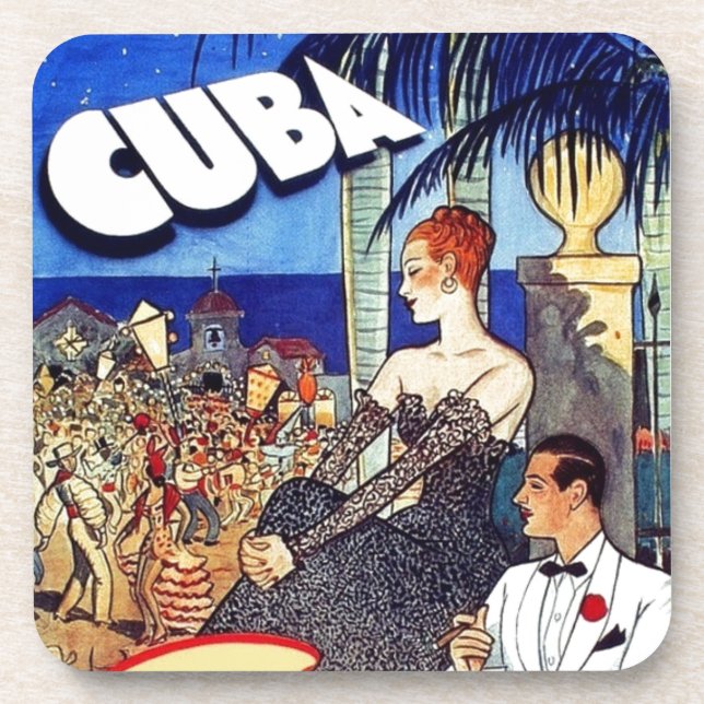 Vintage Cuba So Near So Fast Travel Coaster (Front)