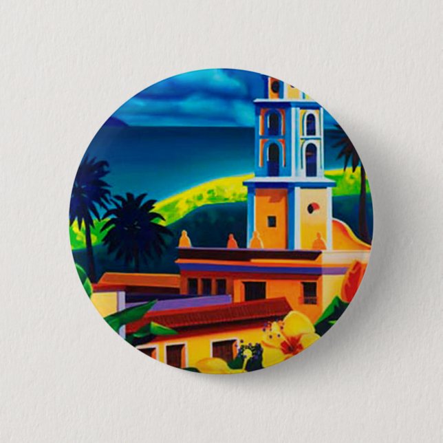 Vintage Cuba Travel 2 Inch Round Button (Front)