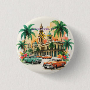 Vintage Cuba Travel - Greetings From Havana 1 Inch Round Button