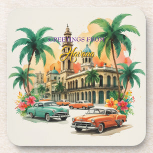 Vintage Cuba Travel - Greetings From Havana Coaster