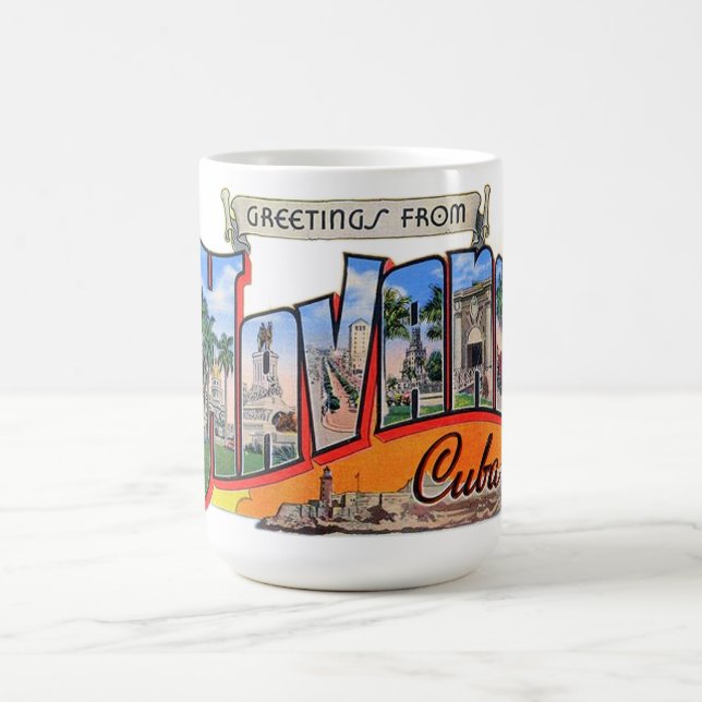 Vintage Cuba Travel - Greetings From Havana Coffee Mug (Center)