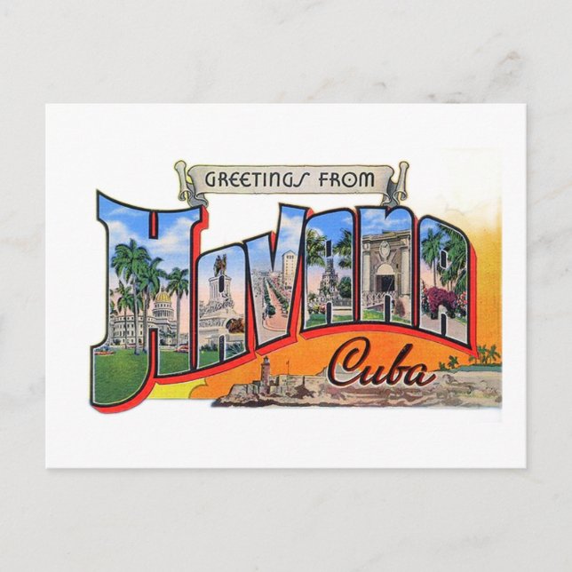 Vintage Cuba Travel - Greetings From Havana Holiday Postcard (Front)
