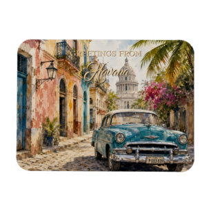 Vintage Cuba Travel - Greetings From Havana Magnet