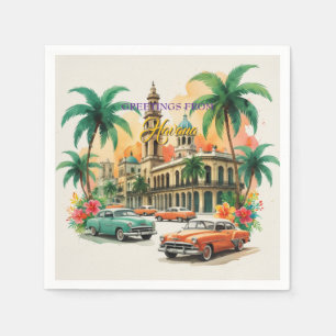 Vintage Cuba Travel - Greetings From Havana Napkin