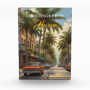 Vintage Cuba Travel - Greetings From Havana Photo Block