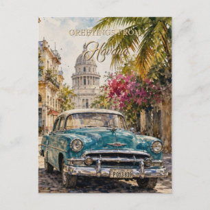 Vintage Cuba Travel - Greetings From Havana Postcard