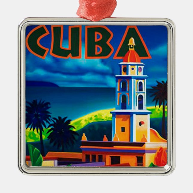 Vintage Cuba Travel Metal Ornament (Front)