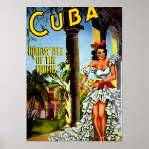 Vintage Cuba Travel Poster - Holiday Isle Tropics