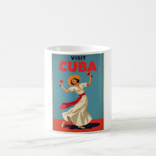 Vintage Cuba Travel Retro Cuban Dancer and Maracas Coffee Mug