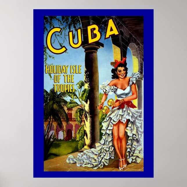 Vintage Cuban Dancer Girl Travel Poster (Front)