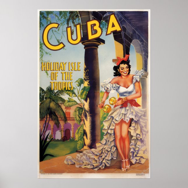 Vintage Cuban Tourist Commission Tropics Travel Poster (Front)