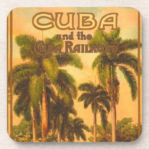 Vintage Cuban Travel - Cuba Railroad Lithograph Coaster