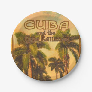 Vintage Cuban Travel - Cuba Railroad Paper Plate