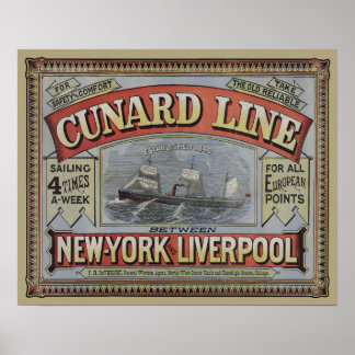 Vintage Cunard Line Shipping Company Ad Poster