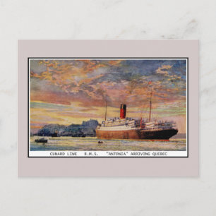 Vintage Cunard RMS Antonia at Quebec Postcard