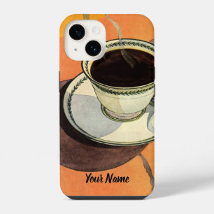 Vintage Cup of Coffee, Saucer, Spoon, Retro Diner iPhone 14 Case