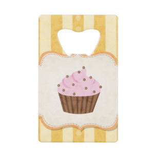 Vintage Cupcake Background Credit Card Bottle Opener