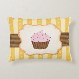 Vintage Cupcake Background Decorative Pillow