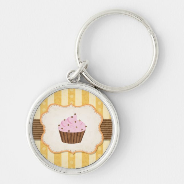 Vintage Cupcake Background Keychain (Front)
