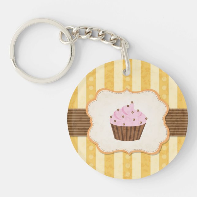 Vintage Cupcake Background Keychain (Front)