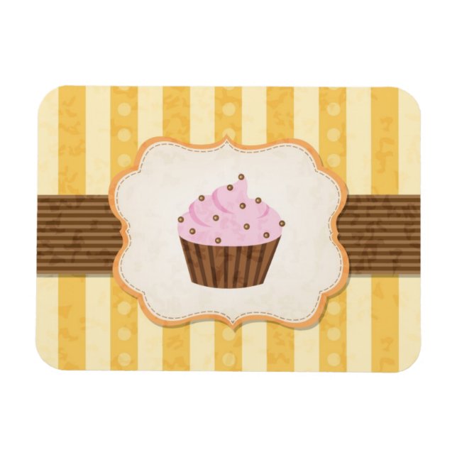 Vintage Cupcake Background Magnet (Horizontal)