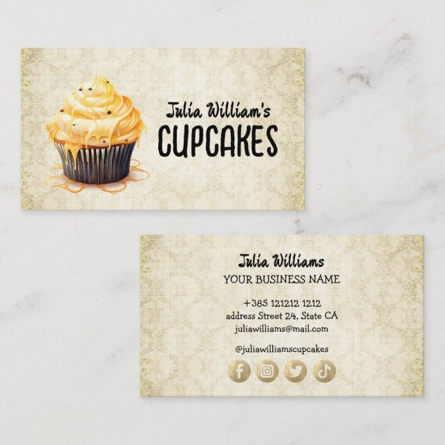 Vintage Cupcake Bakery  Business Card (Front/Back)