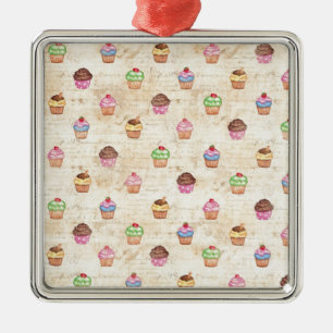 Vintage Cupcakes Metal Ornament