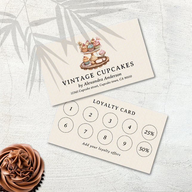 Vintage Cupcakes Pastry Shop Loyalty Card (Vintage Cupcakes Pastry Shop Loyalty Card)