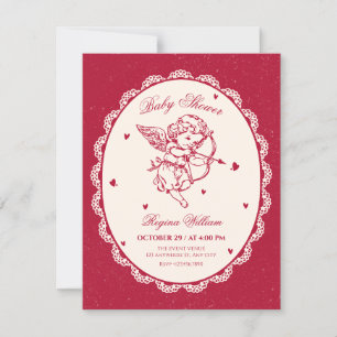 Vintage cupid angel invitation