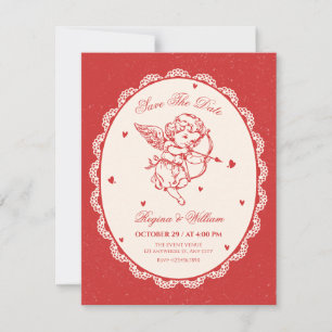 Vintage cupid angel wedding save the date