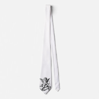 Vintage Cupid Cherub Illustration White Necktie