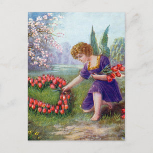 Vintage Cupid Heart Love 1920s Postcard