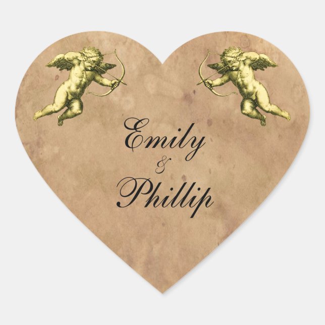 Vintage Cupid Heart Sticker (Front)
