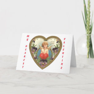 Vintage Cupid In Heart Card