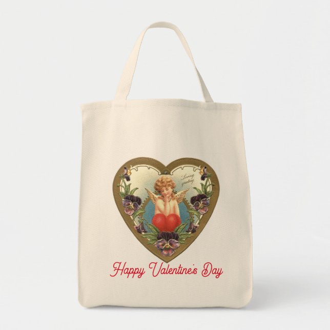 Vintage Cupid In Heart Tote Bag  (Front)