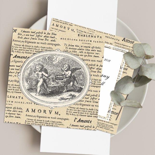 Vintage Cupid in Love Romantic Wedding Engagement Invitation (Creator Uploaded)