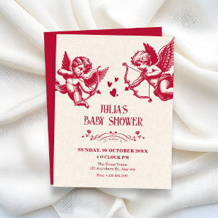 Vintage cupid love baby shower invitation