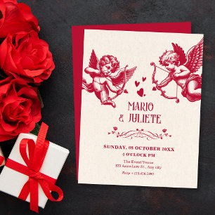 Vintage cupid love wedding  invitation