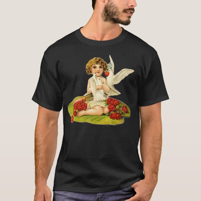 Vintage Cupid on Lily Pad T-Shirt (Front)
