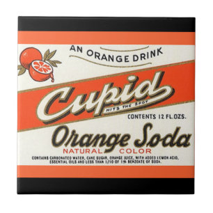 Vintage Cupid Orange Soda Bottle Drink Label Tile