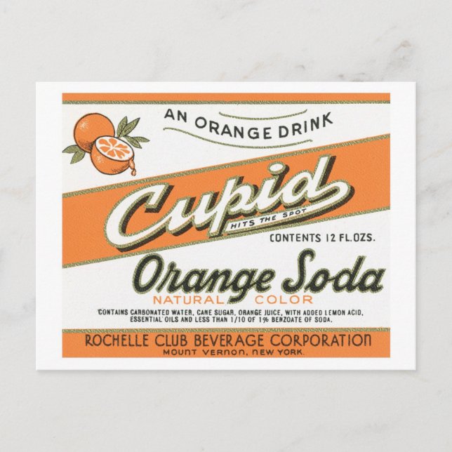 Vintage Cupid Orange Soda Label Postcard (Front)