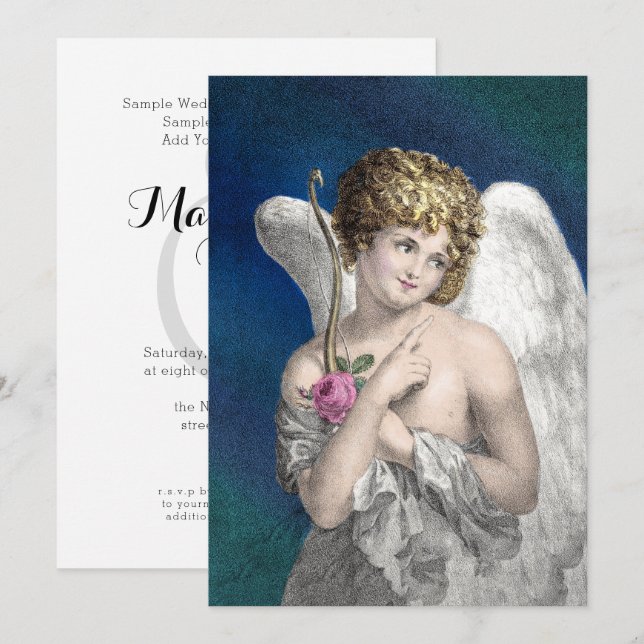 Vintage Cupid Romantic Wedding Invitations (Front/Back)