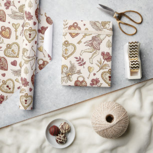 Vintage Cupid Valentine Wrapping Paper