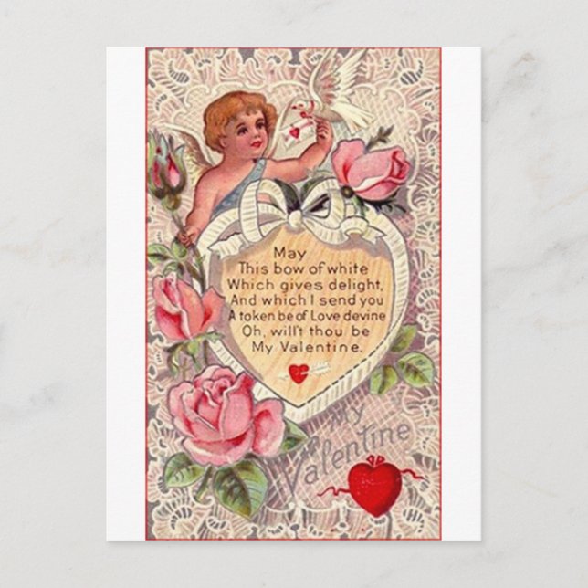 Vintage Cupid With Dove And Love Letter Postcard (Front)