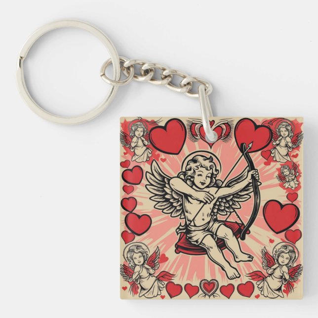 Vintage cupide  love keychain (Front)