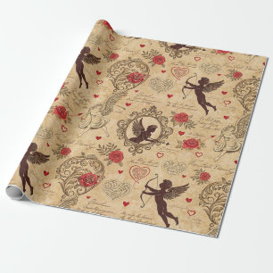 Vintage Cupid's Romantic Pattern (10) Wrapping Paper