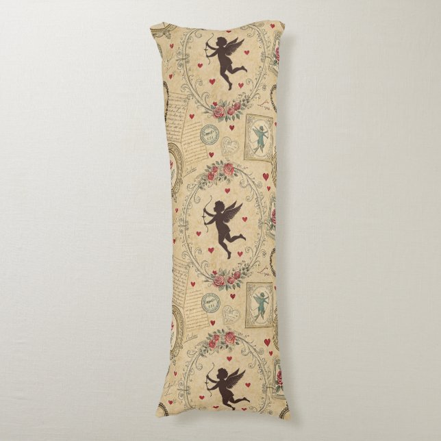Vintage Cupid's Romantic Pattern (1) Body Pillow (Front Vertical)