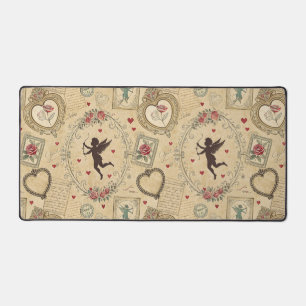Vintage Cupid's Romantic Pattern (1) Desk Mat