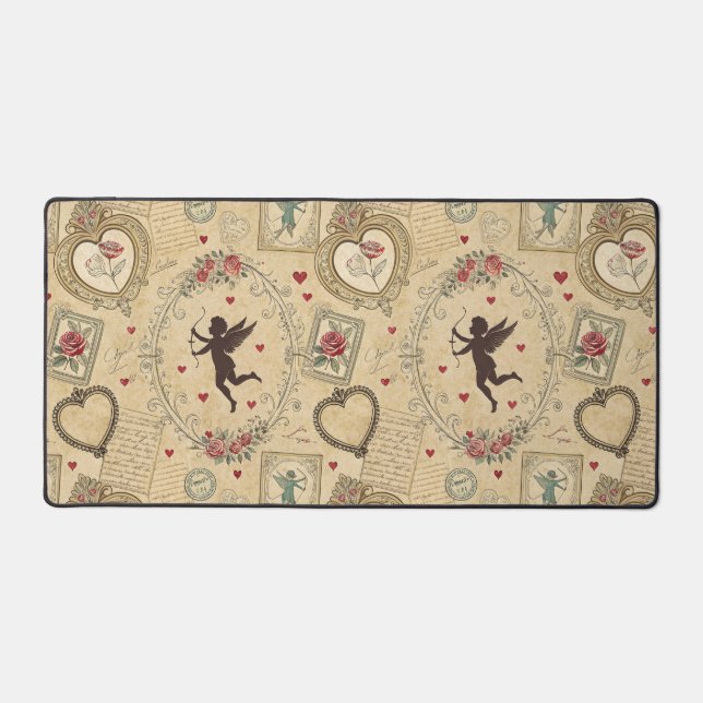 Vintage Cupid's Romantic Pattern (1) Desk Mat (Front)